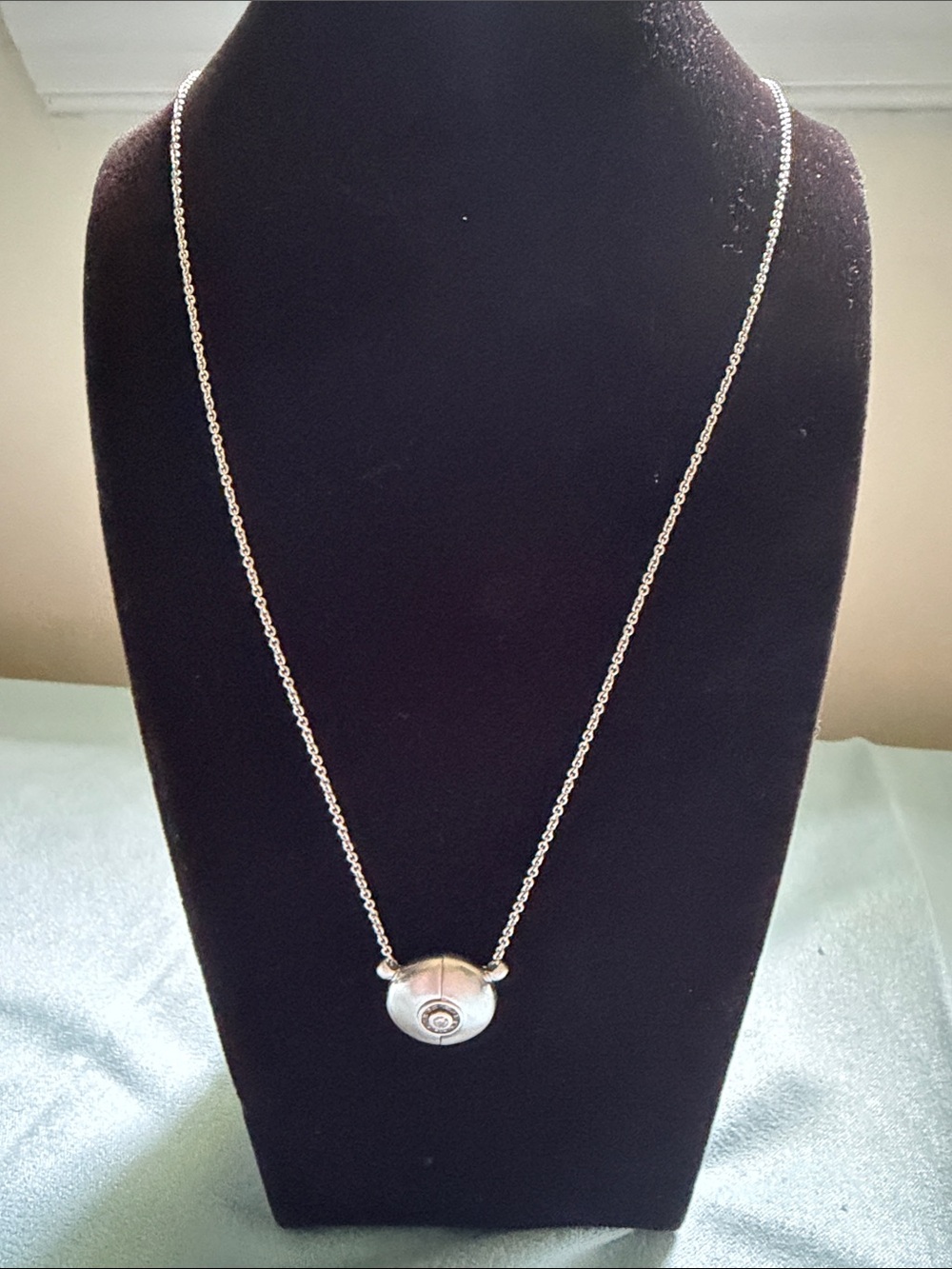 Diamonique Silver Round Pendant Necklace